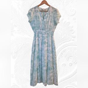 C By One Chic Pastel Green & White Women's Midi/Maxi Dress